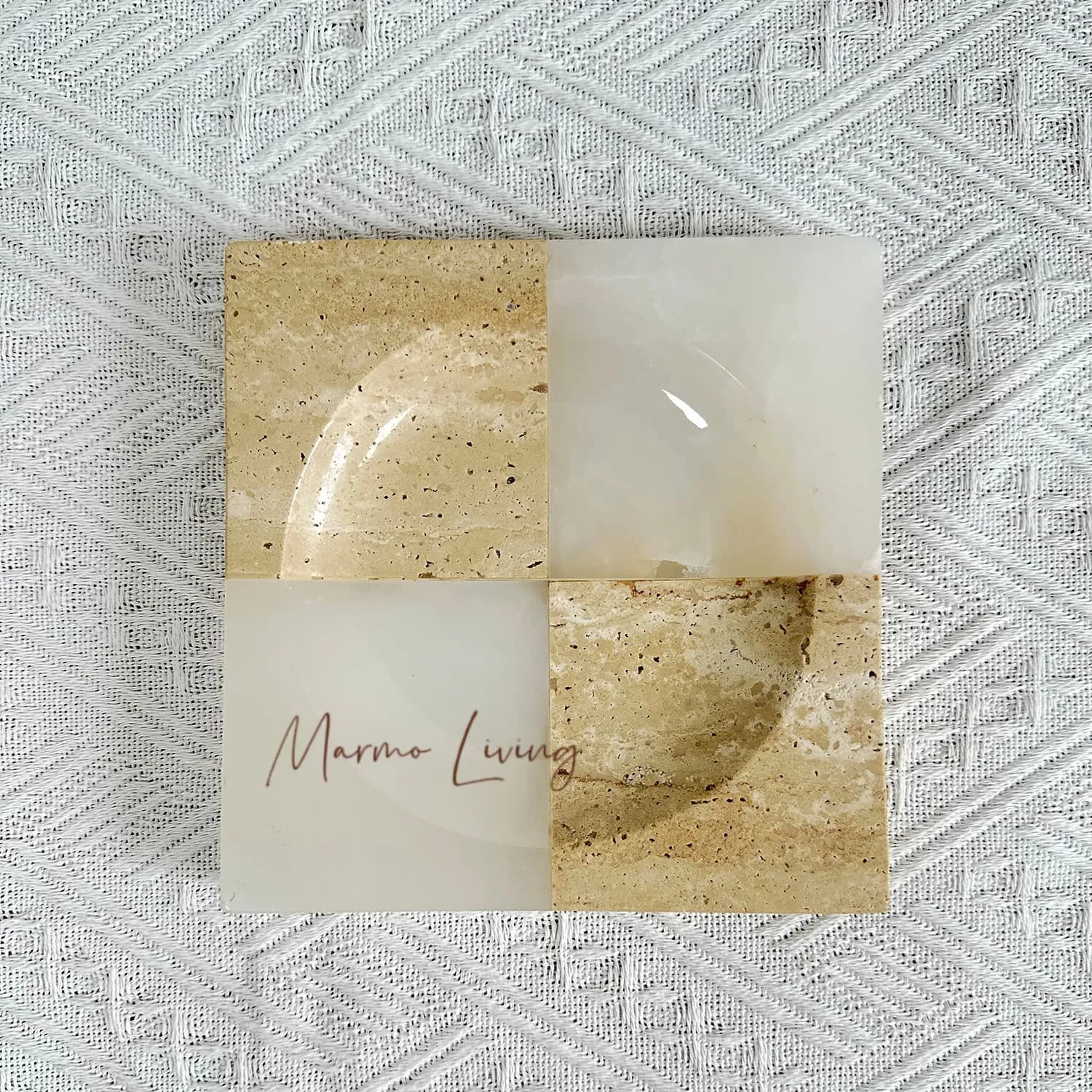 Nordic Luxury Marble Jewelry Key Tray Creative Mosaic Desktop Decor