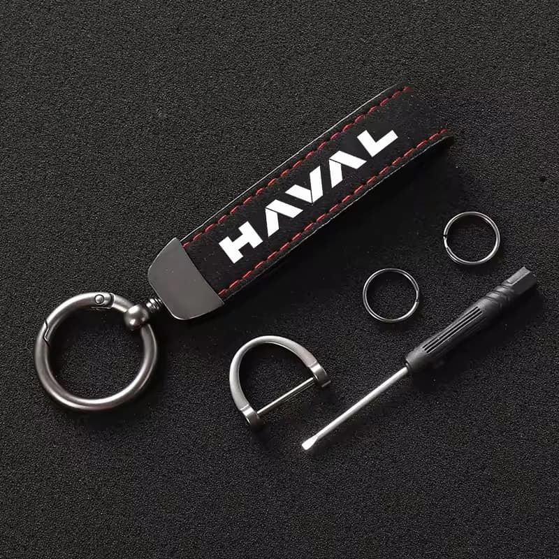 Car Logo Suede Leather Keychain Key Ring Pendant Auto Accessories For Haval H6 2022 Jolion H9 F7X F7 Dargo H1 H2S M6 H3 H4 H5 H7