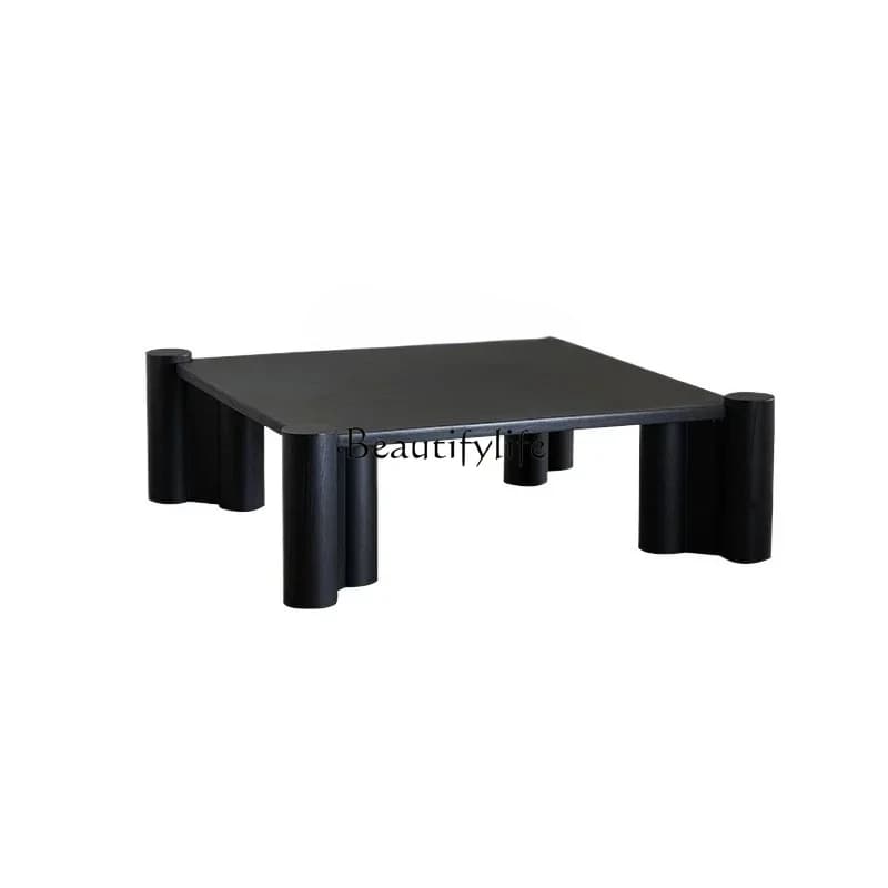 medieval wabi-sabi wind cement paint oak solid wood square coffee table expression