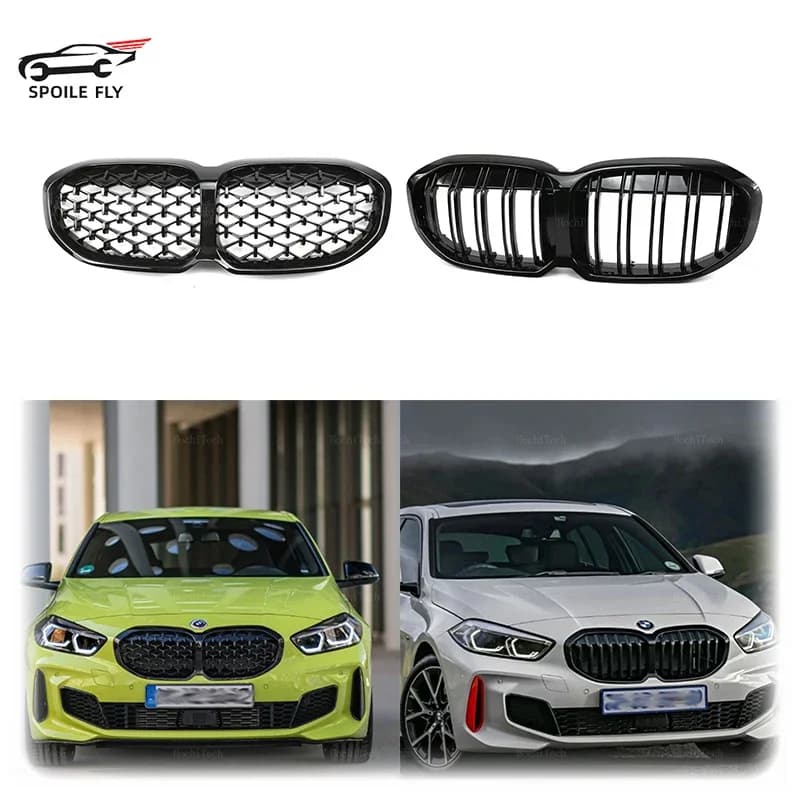 For BMW 1 Series F40 116i 118i 120i 128ti M135i XDrive 2019 To 2024 Glossy Black Car Racing Grills Front Bumper Kidney Grill