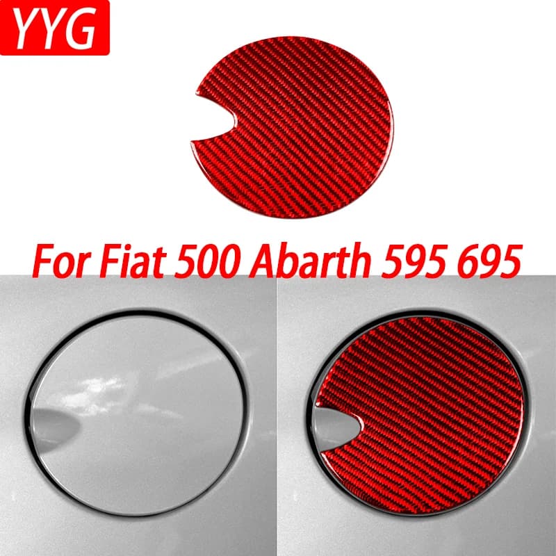 For Fiat 500 For Abarth 595 695 Carbon Fiber Accessories Fuel Cap Panel Fuel Tank Cap Decorative Protective Shell Sticker