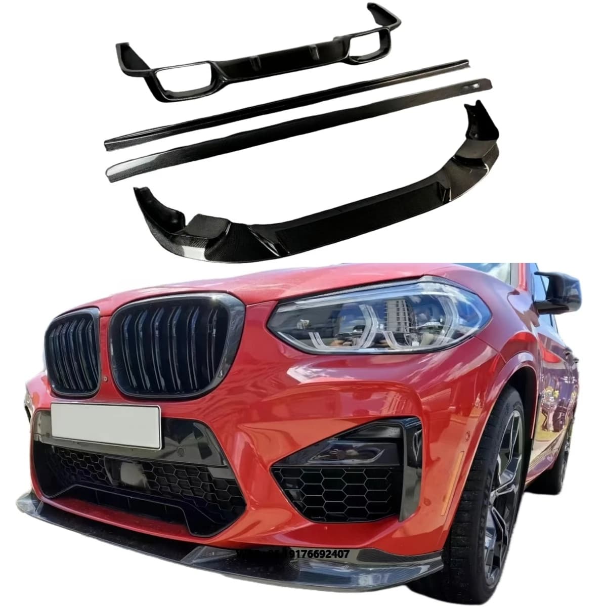 F97 X3M Body Kit for F98 X4M Carbon Fiber 3D Style Body Kit Bumper Front Lip Side Skirt Diffuser F98 X4M Car Bumper