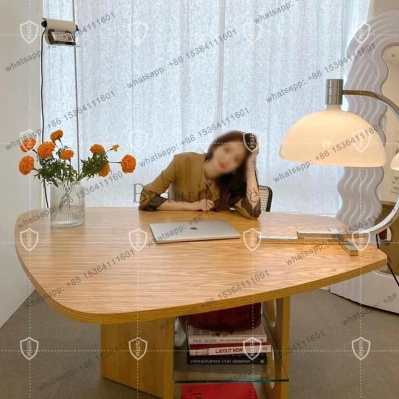 Medieval solid wood desk retro Nordic corner special-shaped desk dining table modern simple designer Italian desk