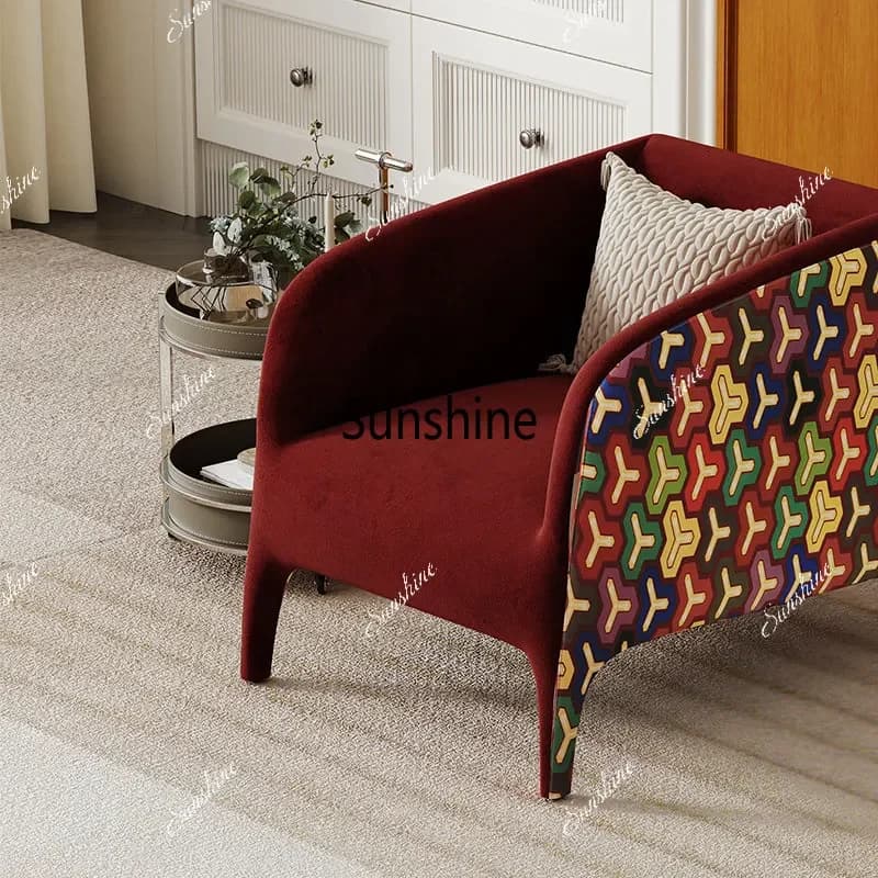 Burgundy single art living room light luxury leisure chair