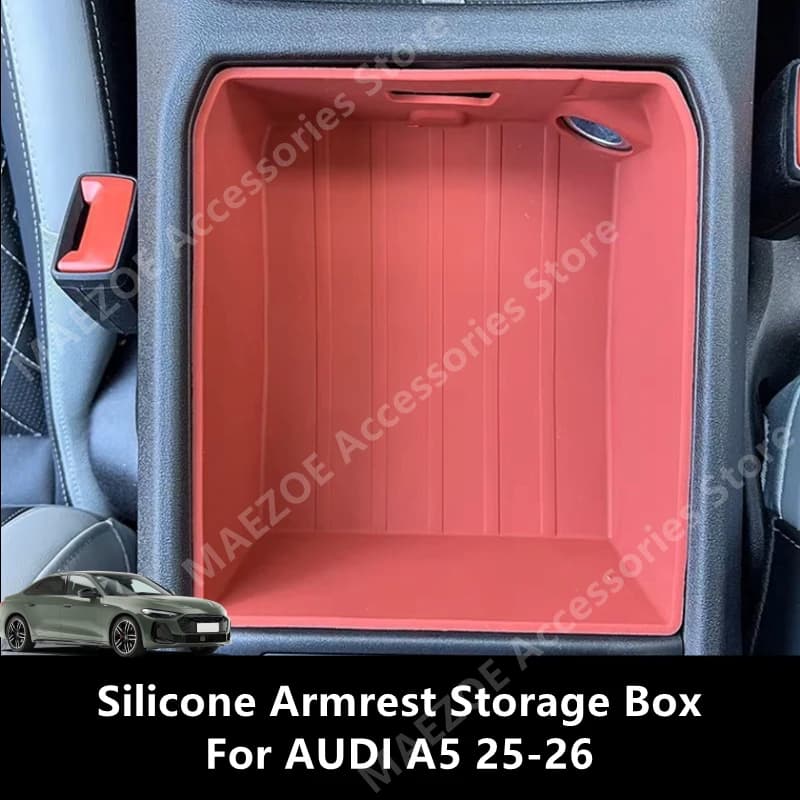 For AUDI A5 25-26 Silicone Armrest Storage Box,Car Interior Decoration Modification Accessories Refit