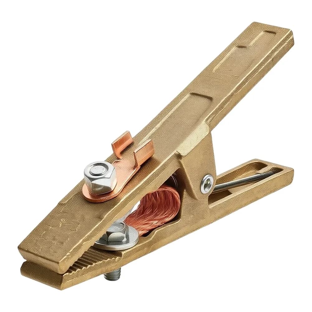 Pure Copper 260A Ground Clamp for Welding For Plasma Cutting with Flexible Copper Braid Stress Buffer 14cm x 5.5cm