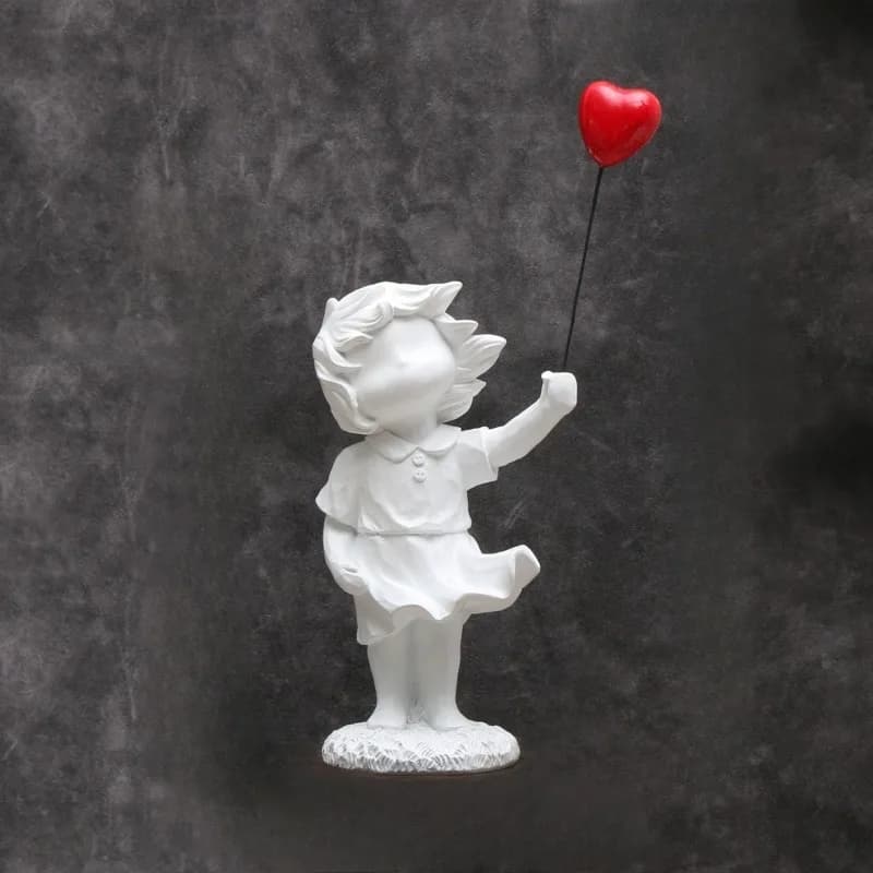 1Pcs Banksy Heart Balloon and Flying Girl Inspired Artwork Modern Sculpture Home Decoration Statue Decoration