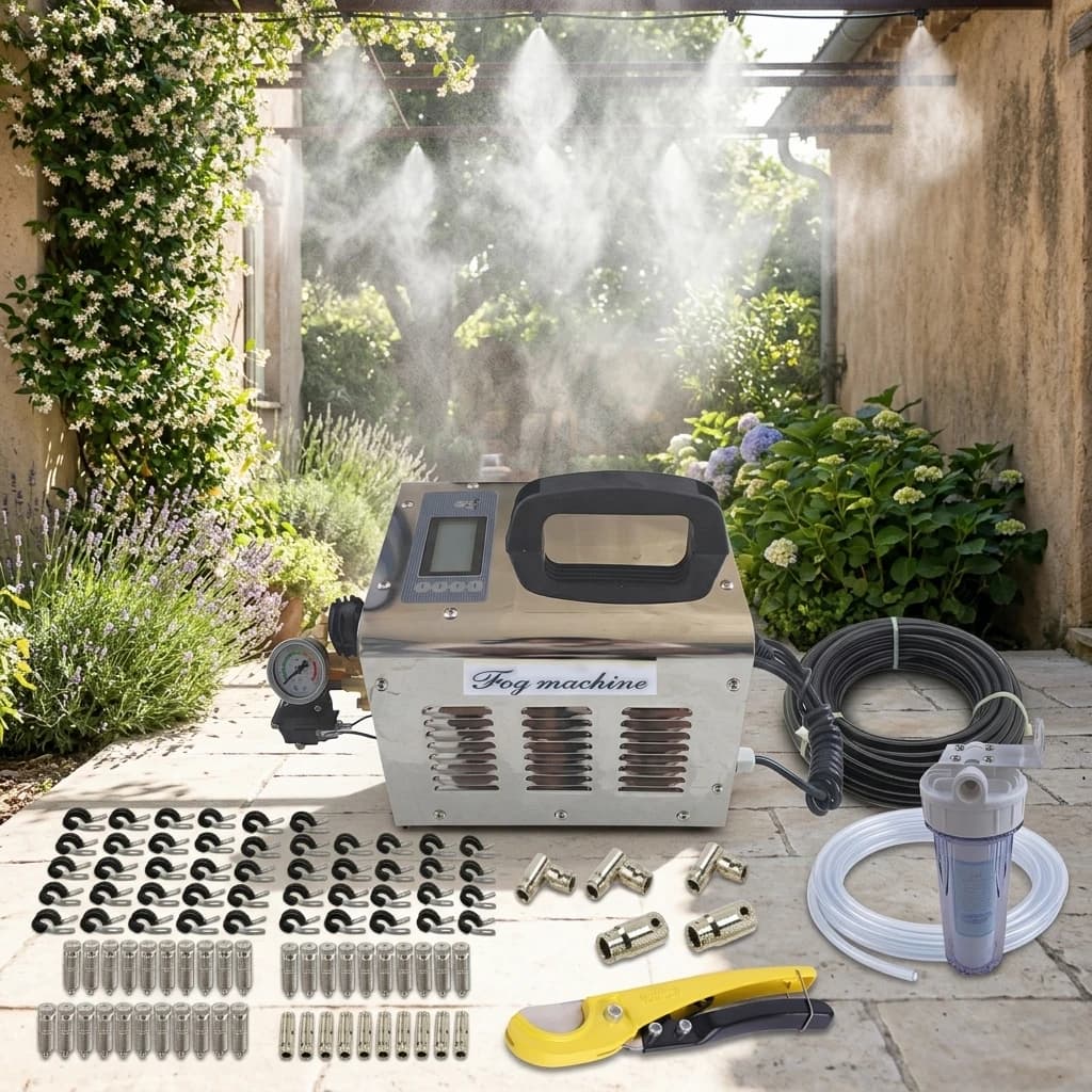 7L High-Pressure Misting Pump Fog Machine with 50 Meter Hose for Garden & Greenhouse Cooling
