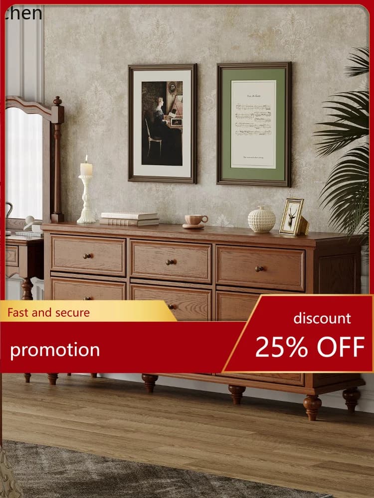 ZML Solid Wood Nine-Drawer Cabinet Vintage Bedroom Storage Cabinet Wall-Mounted Bedside Drawer Storage Cabinet