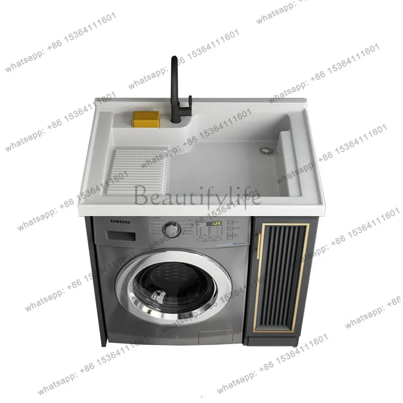 Balcony laundry pool bathroom cabinet combination small apartment washing machine cabinet