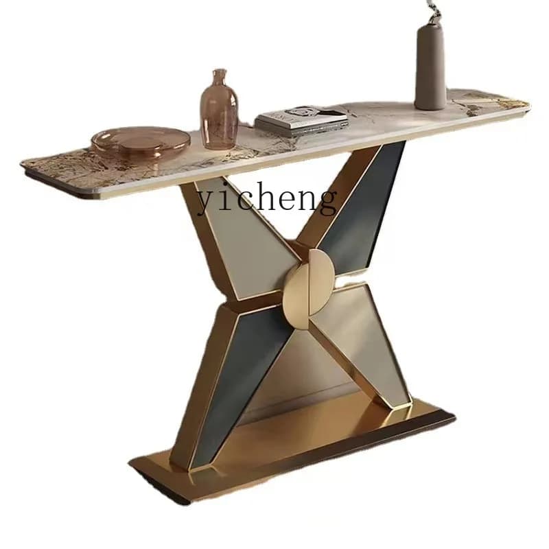 Light Luxury Table Stone Plate Console Modern Minimalist Living Room Corridor Side View
