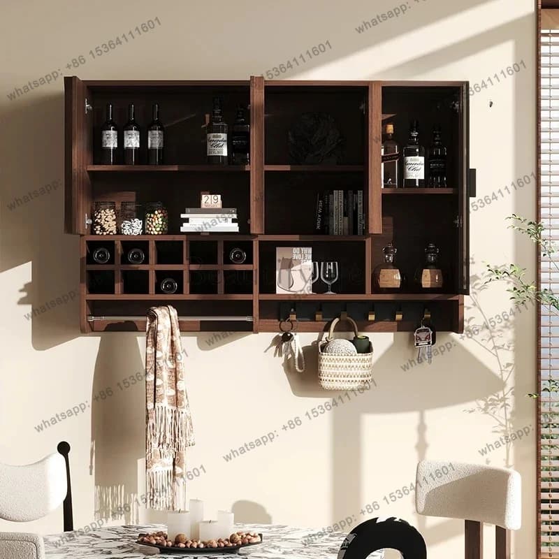 Retro solid wood home kitchen wall cabinet storage cabinet display storage cabinet wall hanging type