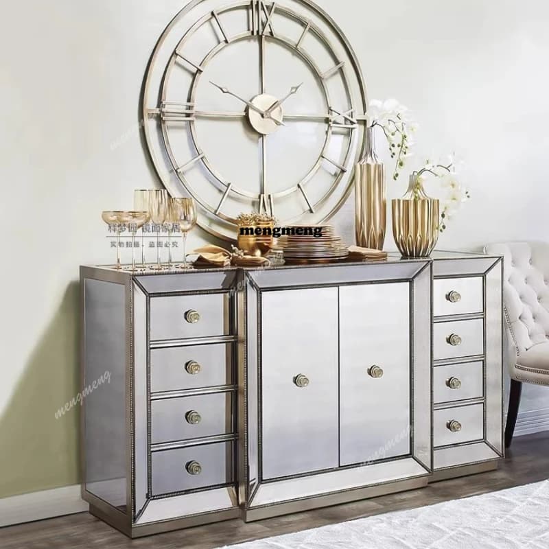 Home entrance cabinet Mirror locker Living room Dining room partition Multifunctional glass side cabinet