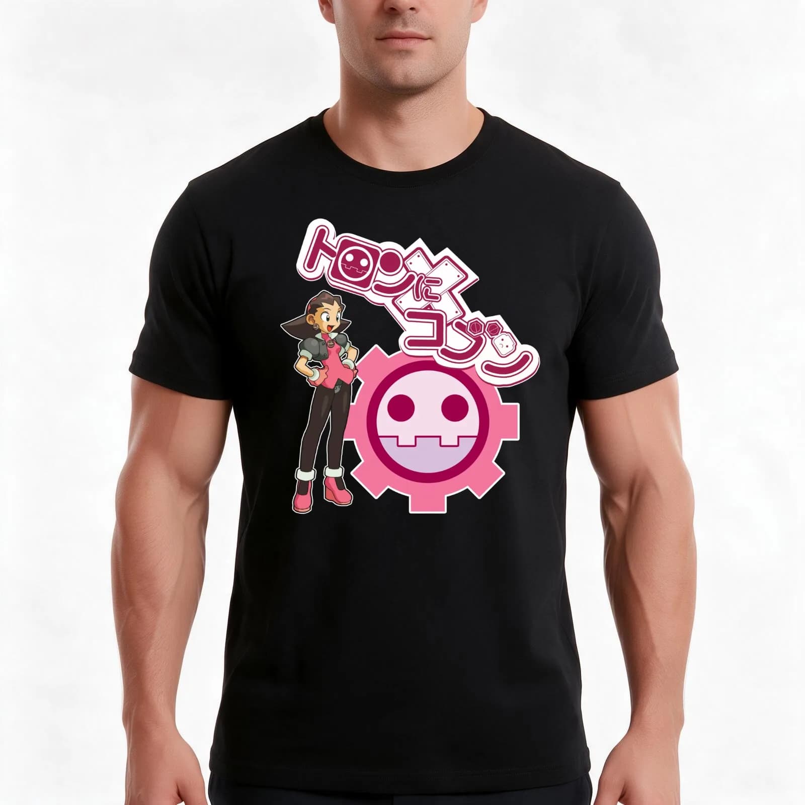 TRON BONNE - v1 PINK T-Shirt, Summer Casual Cotton Tee, Oversized Streetwear Tops, Vintage Graphic Print, Loose Fit Short Sleeve