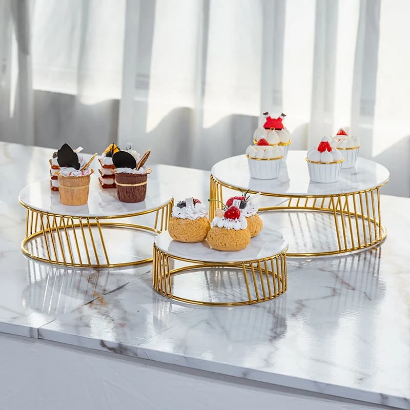 Stainless steel cold meal tea break table buffet dessert ornament display stand cake plate afternoon tea snack shelf
