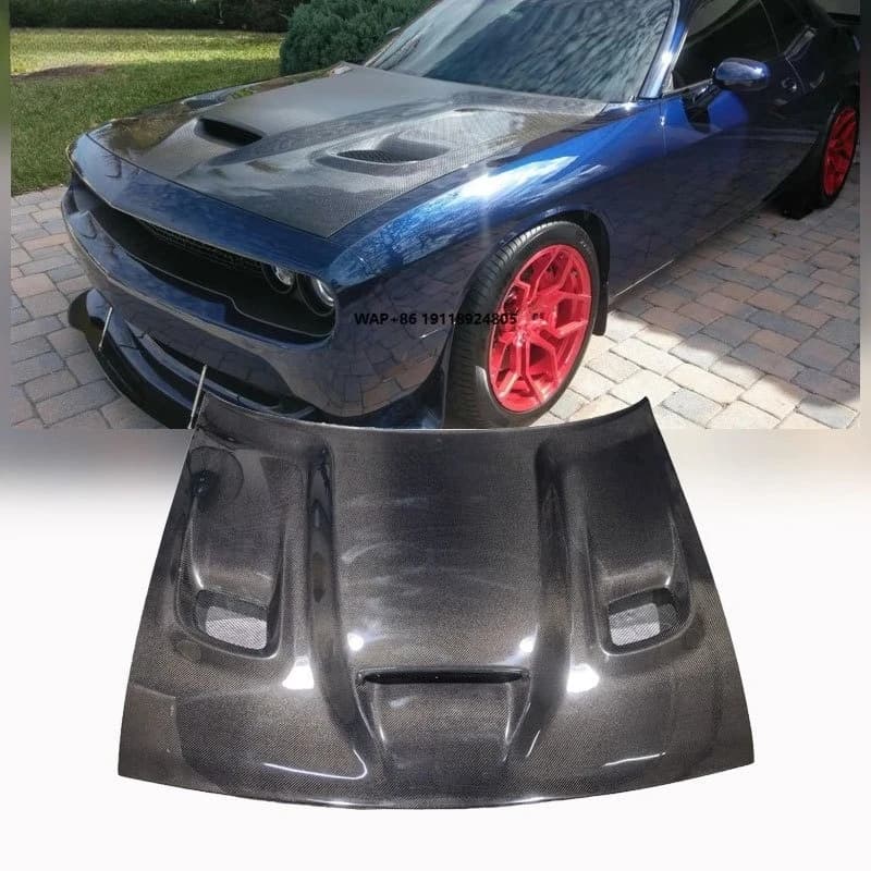 2017-2020 for  Challenger Hellcat Bonnet Hood Carbon Fiber Engine Cover with New Condition Included Clamps for Charger