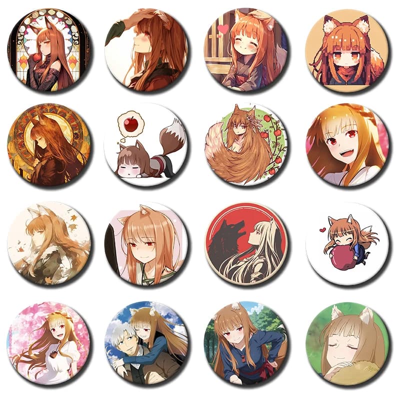 58mm 1PC W-Wolf and Spice Brooches Cosplay Anime Enamel Pins Cute Cartoon Badge for Collar Backpack Clothes Accessories