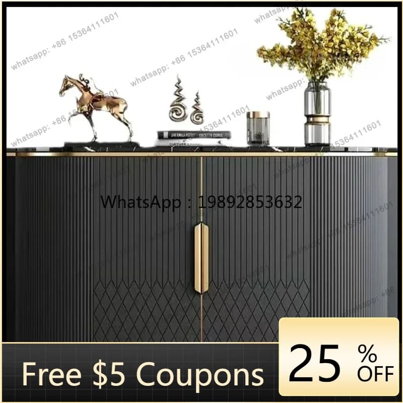 W2 American-style entrance cabinet,   minimalist light luxury dining side cabinet, marble simple modern solid