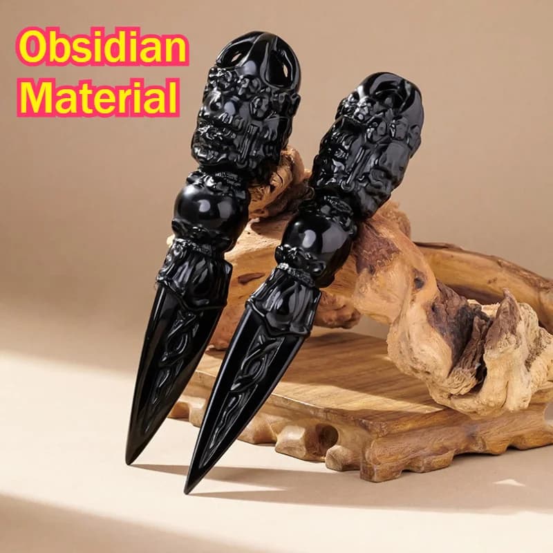 Nepali Style Novelty ‌Obsidian Crystal Blades Home Decor Figurines Cosplay Anime Desktop Miniatures Room House Collection Gift