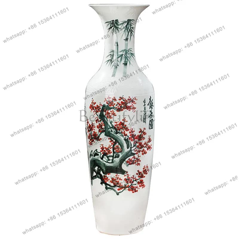 Jingdezhen ceramic floor-to-ceiling vase home living room decoration ornament