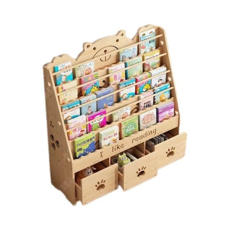 Solid wood bookshelf shelf, floor-to-ceiling multi-layer picture book reading rack, floor-to-ceiling storage cabinet