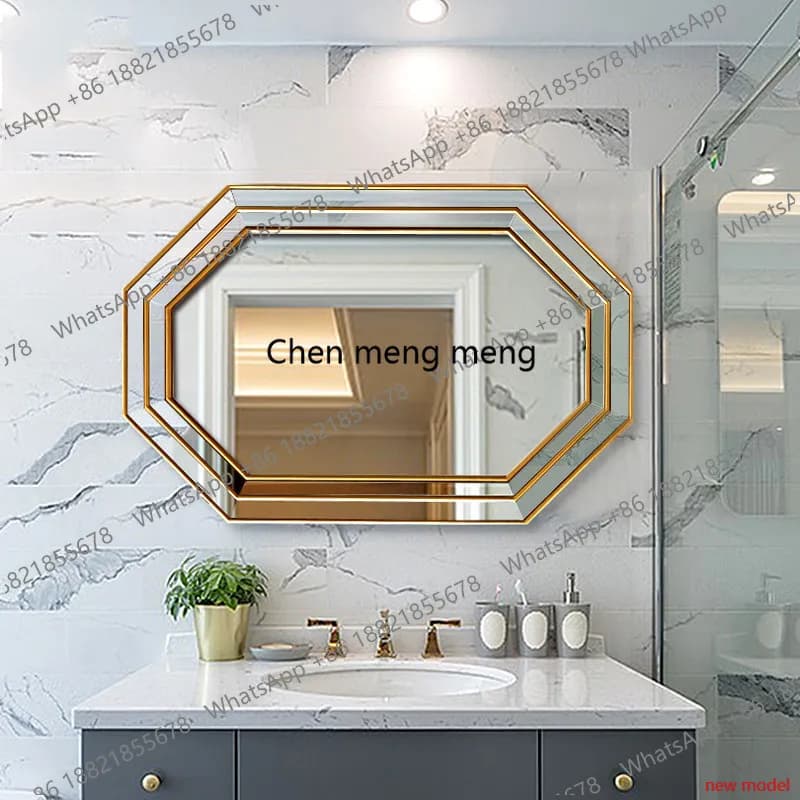 Nordic three-dimensional bathroom mirror wall-mounted bathroom bathroom mirror French sink mirror  AB