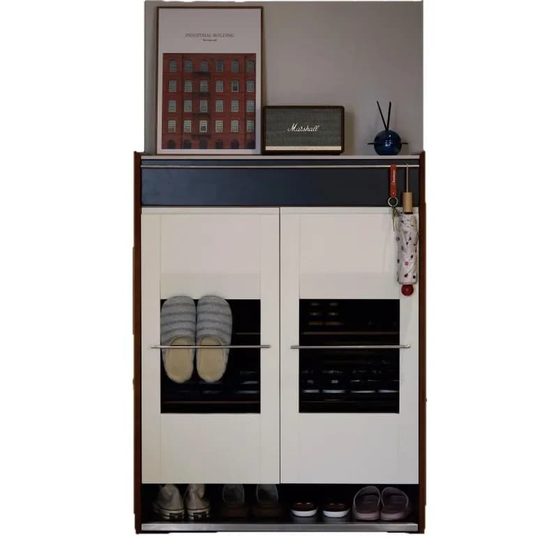 Nordic solid wood rattan shoe cabinet, storage cabinet, large-capacity shoe rack