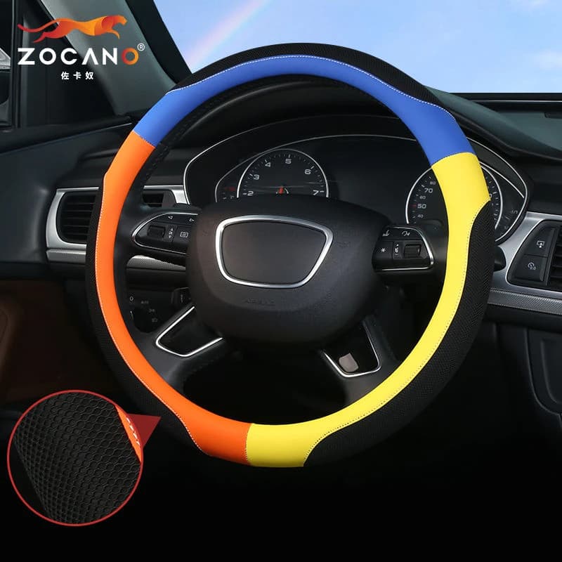 Car Steering Wheel Cover Four Seasons Universal Rainbow Small Fishnet Handle Cover Anti-skid Protective Cover A Variety of Model