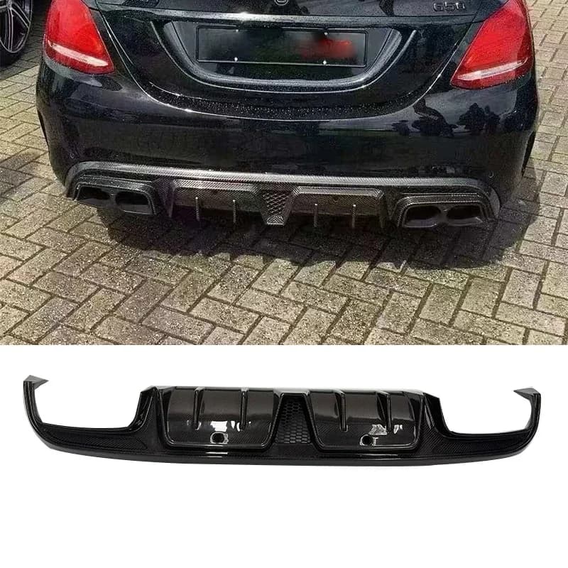 Carbon Fiber BS Style Rear Diffuser for Mercedes-Benz W205 C63 Sedan Rear Bumper Splitter Lip