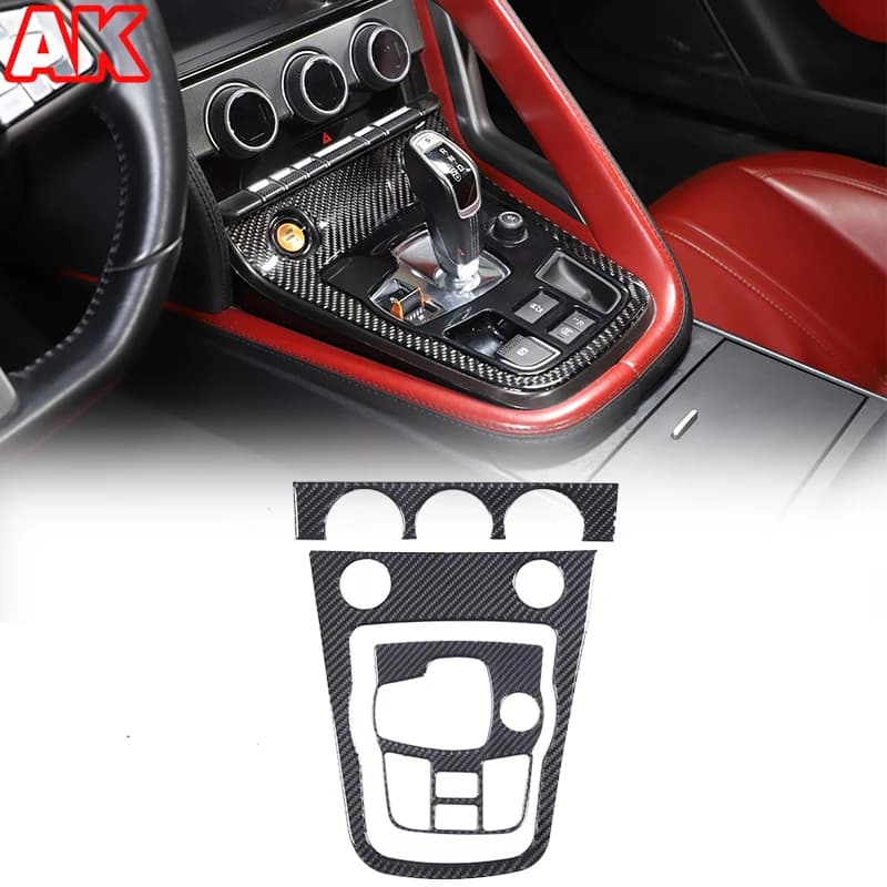 For Jaguar F-Type 2013-2024 Soft Carbon Fiber Car Center Console Gear Shift Panel Cover Decorative Sticker Car Accessories