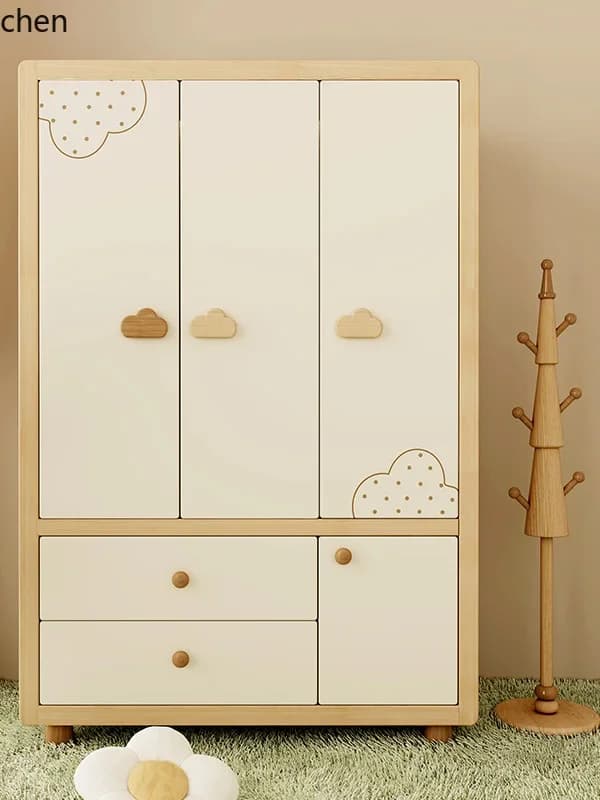 H5.22 Wardrobe Solid Wood Wardrobe Home Storage Locker Full Solid Wood Wardrobe