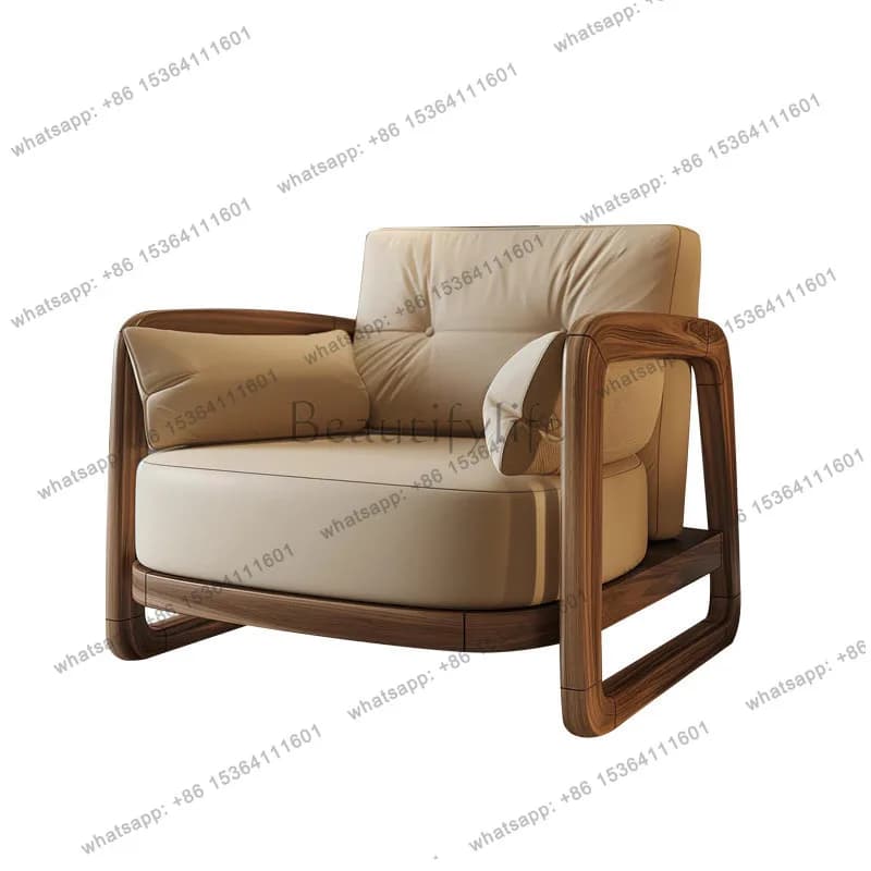 PG Beige Wooden Living Room Chairs Luxury Nordic White Modern Bedroom Chairs Occasional Cozy Fauteuil De Salon Furniture Home