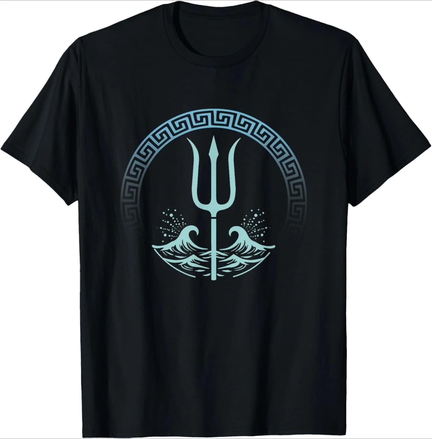 Poseidon Greek God Symbol design-100% cotton summer casual O-neck short sleeve printed men's T-shirt.