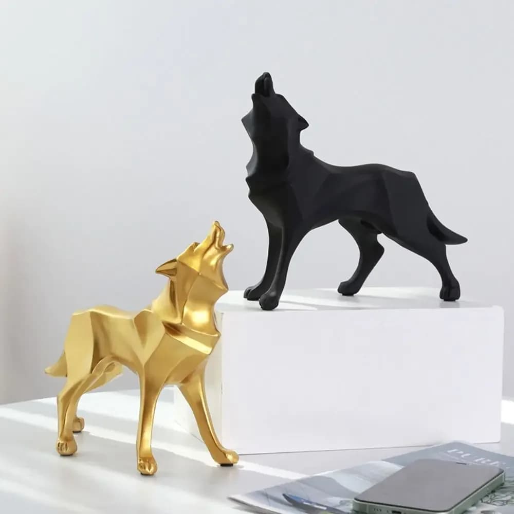 Exquisite Animal Doll Toy Living Room Nordic Wolf Desktop Figurine Cartoon Cute Wolf Resin Ornament Mini