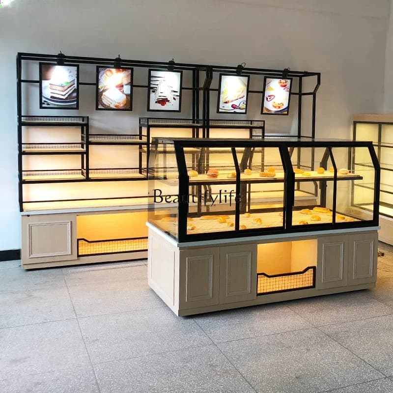 X4 Cake Shop Bread Display Cabinets Zhongdao Cabinet Pastry Glass Commercial Bread Display Stand