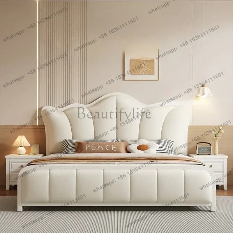 Leather Sleeping Bed European Princess Queen Design Girls Luxury Modern Bed Headboards Single Letto Matrimoniale