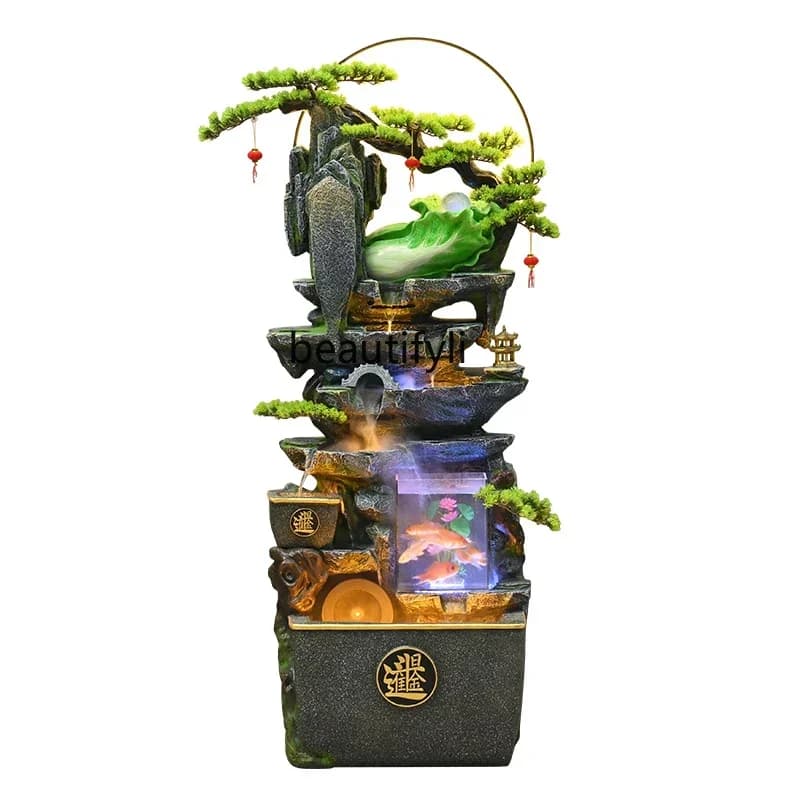 PP Floor-to-ceiling decorations Large rockery flowing water ornaments Fountain alpine living room, feng shui wheel, water featur