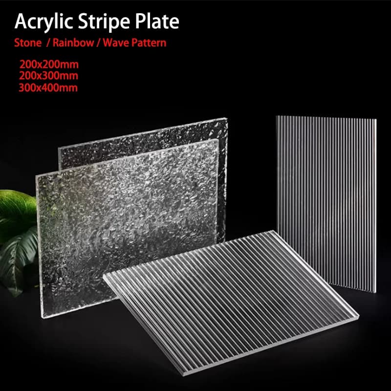 Transparent Striped Acrylic Board, Organic Glass Sheet, Indoor Decorative Craft Thickness: 3mm 5mm
