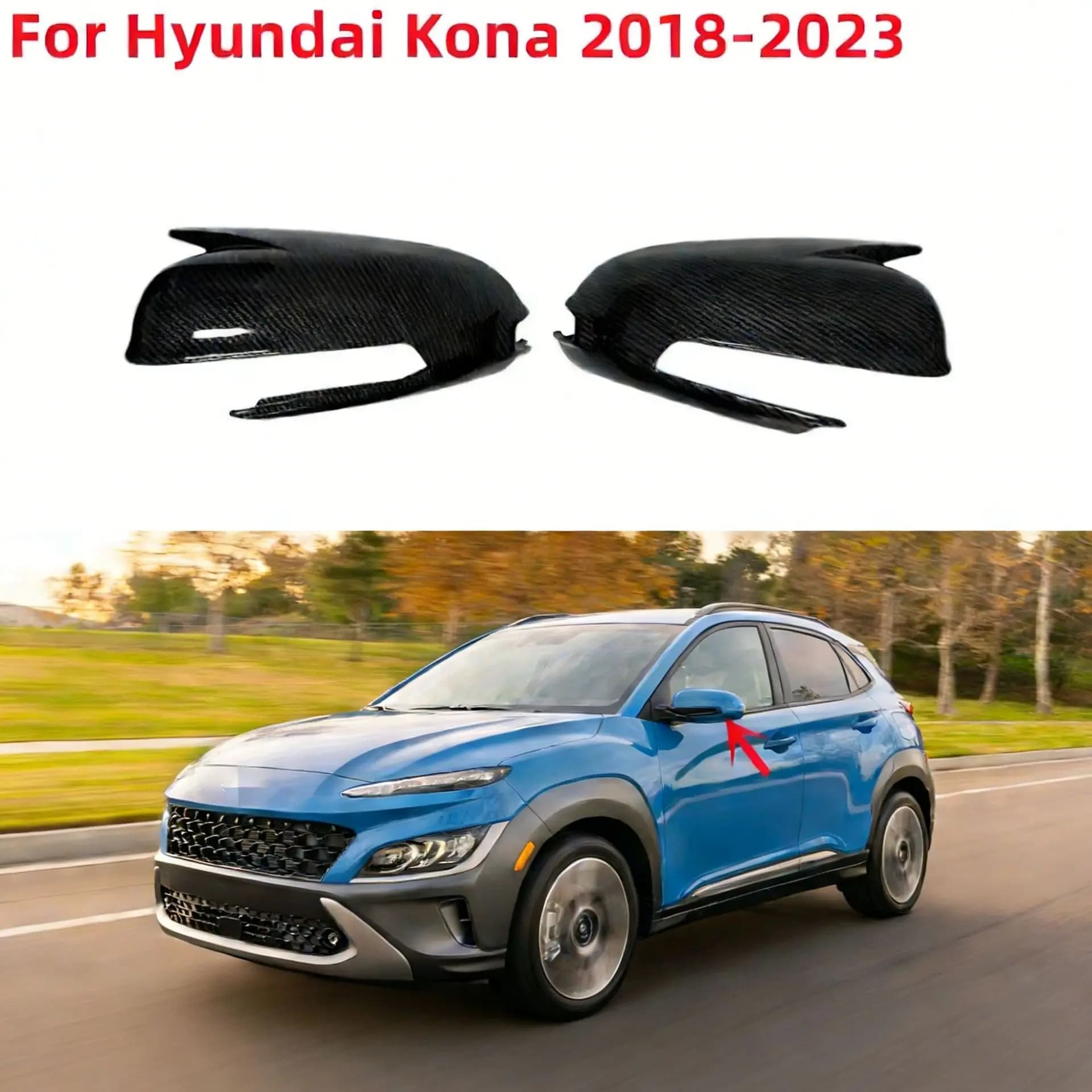 Suitable for Hyundai Kona horn reversing mirror cover modified rear view mirror cover 2018-2023
