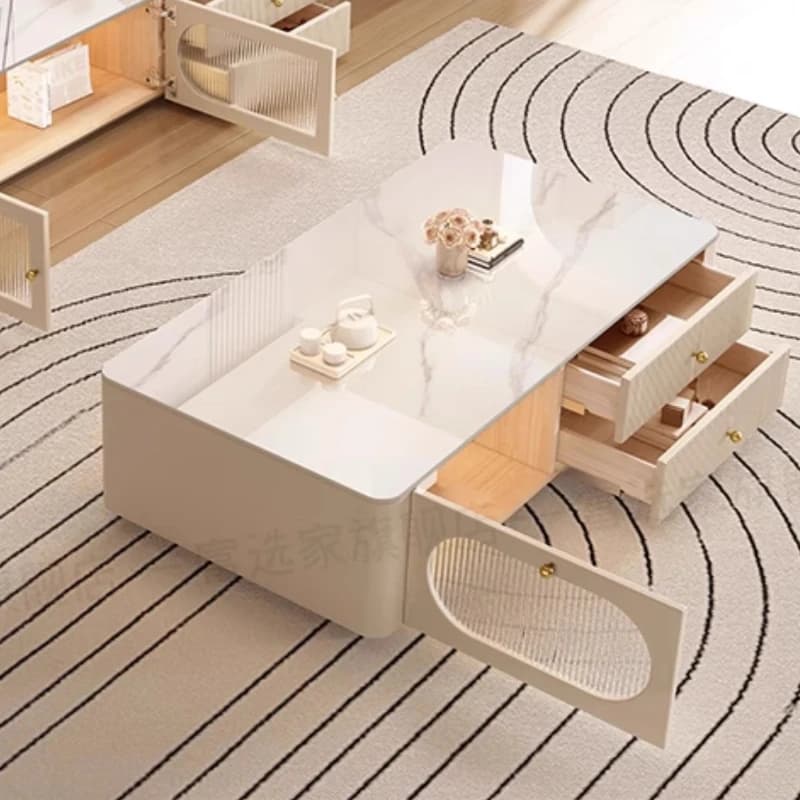 Luxury Salon Living Room Center Table Locker With Drawers Tavolino Furniture#L Nordic Rock Plate Coffee Table Elegant High-end