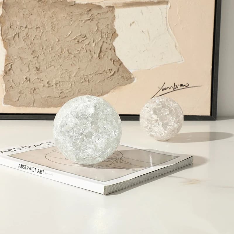 Nordic modern dream ice crack ball glass small ornament, exhibition hall model room,   desktop creative decoration