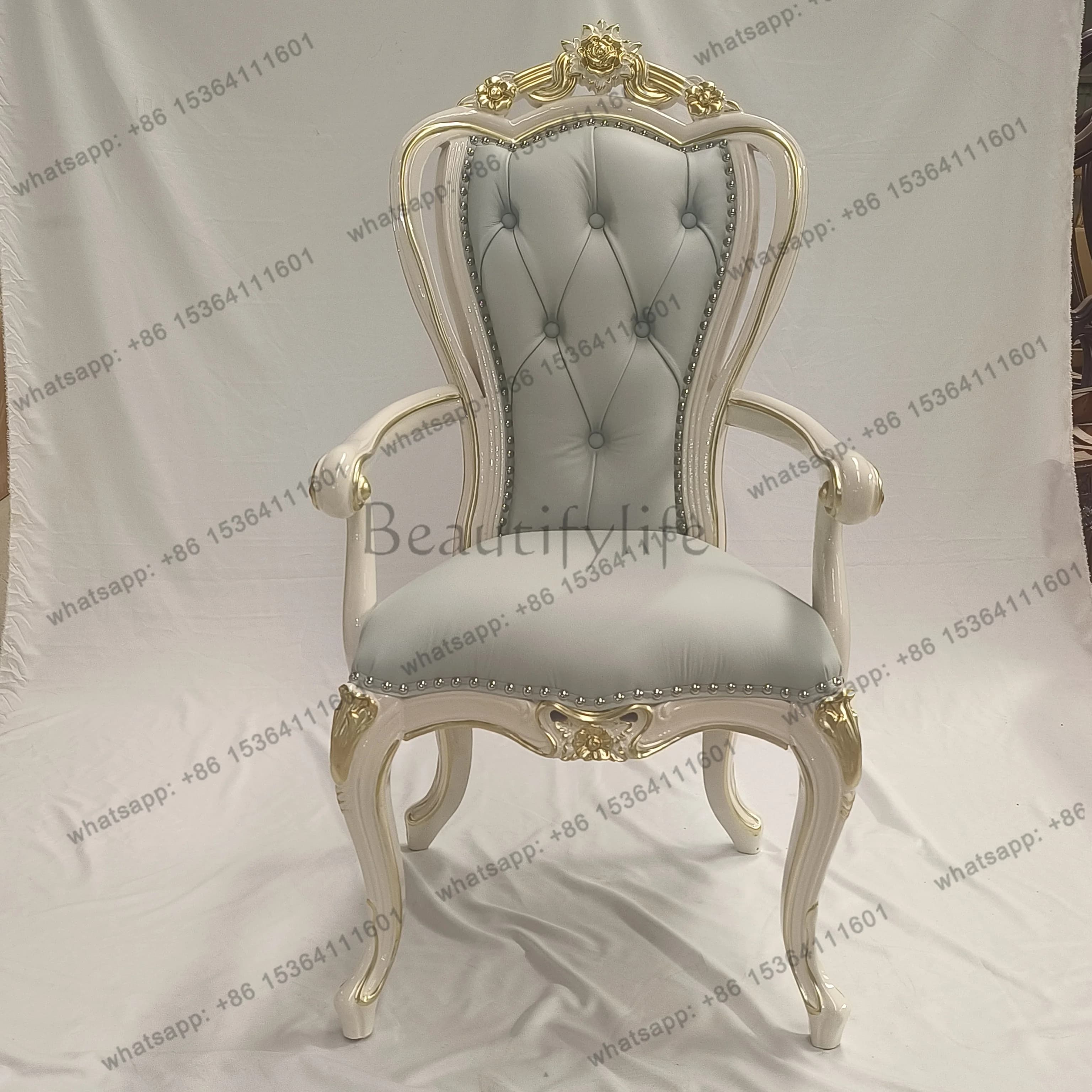 Solid Wood Chair Modern Simple Soft Bag Desk Princess Chair Hotel Home Restaurant Dining Chair