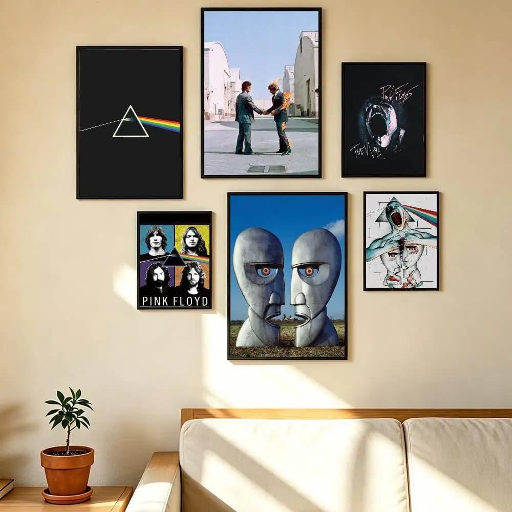 P-Pink-es Band F-Floyd Poster Waterproof Wall Art Sticker For Bar Living Room Vintage Decor High Quality Print Gift