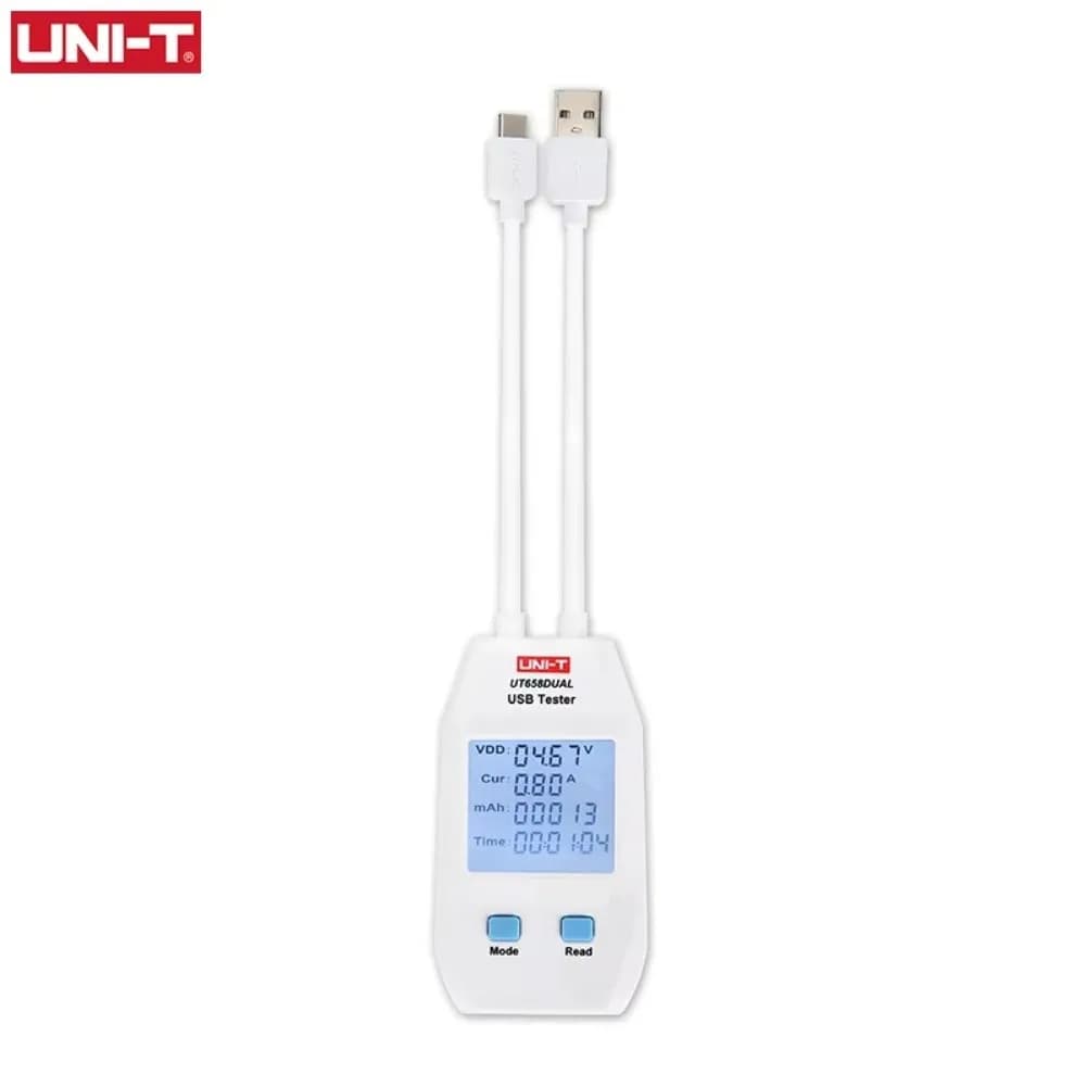USB Voltage Current Power Capacity Tester UT658D Supports Fast Charging Protocols 0.05A-5A DC Range Type A Interface