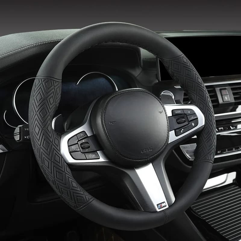 Hand Sewn Steering Wheel Covers Leather DIY Braiding Car Steering Wheel Cover Car Accessories Universal 38cm Car Steering Covers
