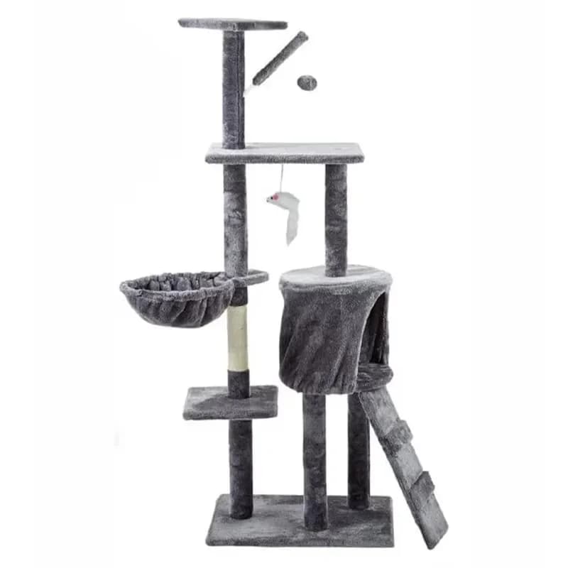Natural Wooden Sisal Cat Tree House Large Large Climbing Frame Floor to Ceiling Wooden Cat Scraping Tree Tower