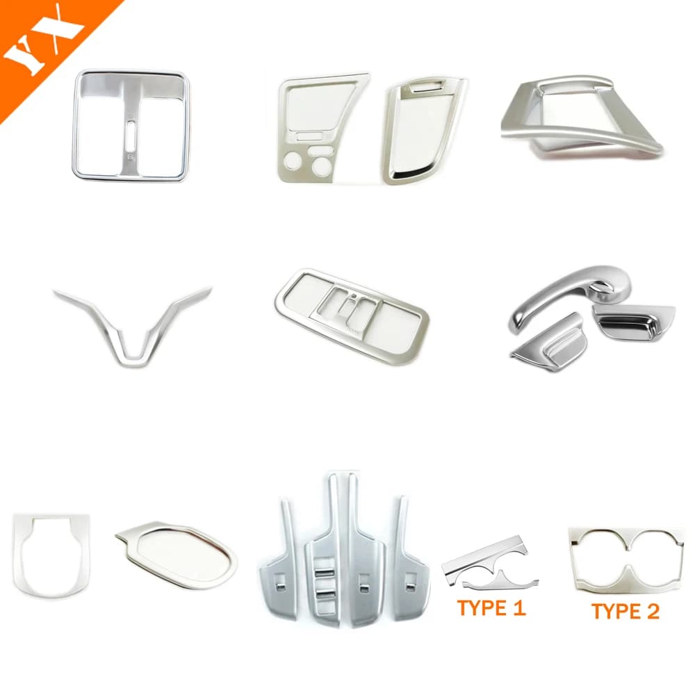 For Honda City Sedan Trim 2015-2019 Matte Silver Interior Air Condition Vents Window Lift Central Console Gear Shift Panel Cover