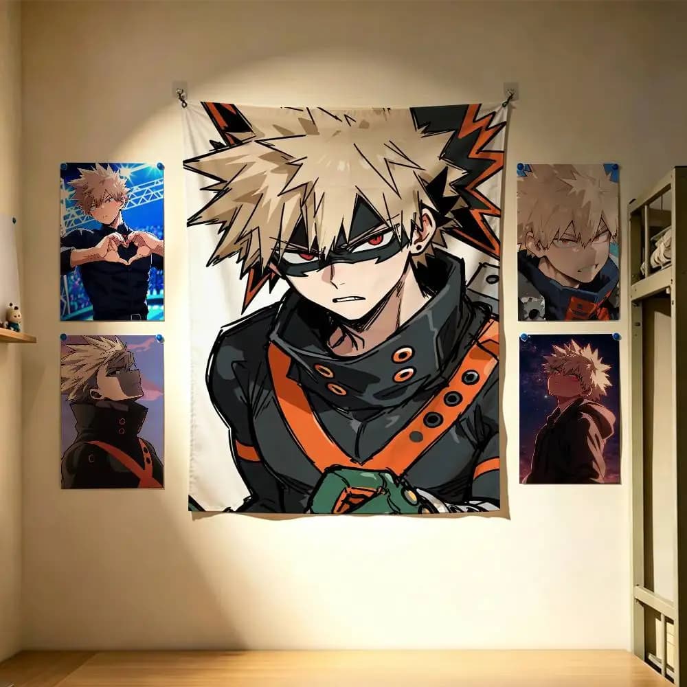 Anime Characters B-Bakugo K-Katsuki Flags Wall Hanging Background Art Banner for Bedroom Home Outdoor Decor