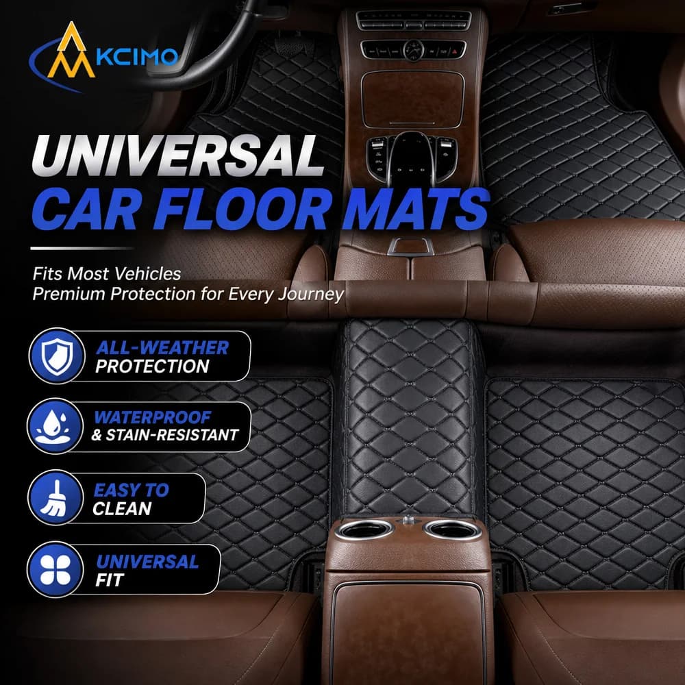 5Pcs Full Set Car Floor Mats PU Leather Waterproof Foot Liners Front Rear Auto Foot Pad Protective Carpets For Sedan SUV MPV