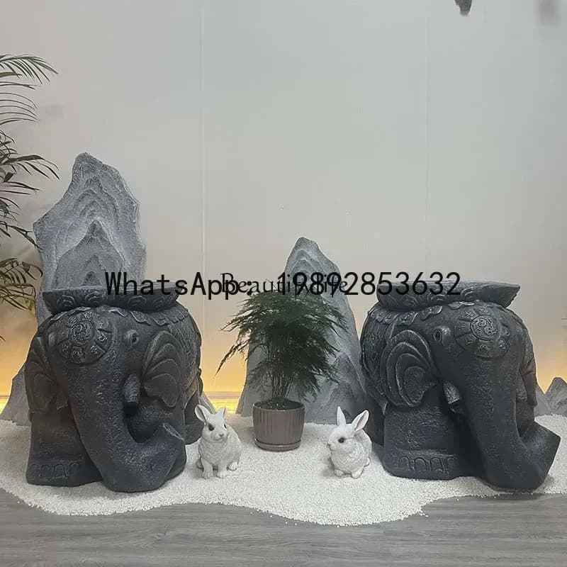 -Chinese creative antique auspicious Tai Chi elephant living room courtyard villa gate residential decoration floor-to-ceiling
